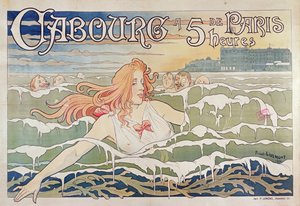 Poster per le ferrovie francesi, pubblicità per raggiungere Cabourg sulla costa della Normandia da Parigi, 1896